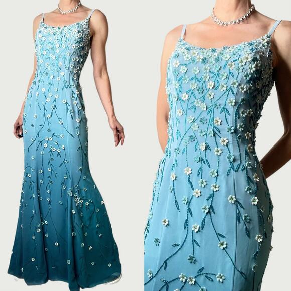 Vintage Dresses & Skirts - SOLD Alyce Designs vintage prom dress beaded floral sequin maxi gown long formal